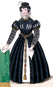 En taille réduite, Marie Stuart, reine de France et d'Ecosse, gravure reproduite puis restaurée numériquement par © Norbert Pousseur