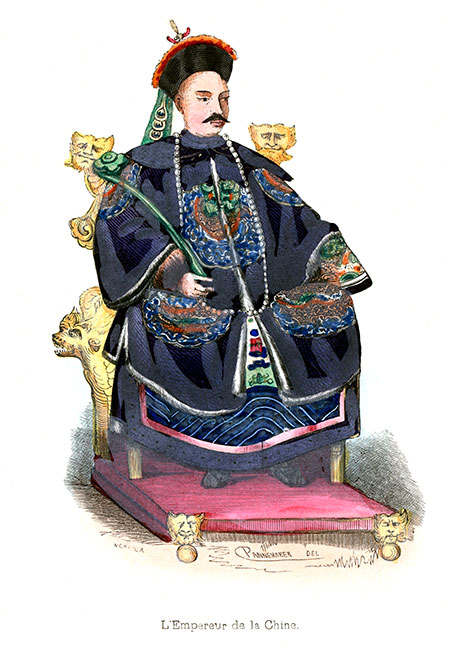 Empereur de Chine, vers 1840 - Gravure  de François Pannemaker reproduite puis restaurée par © Norbert Pousseur