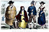 Vignette : Costumes de paysans portugais, vers 1850 - gravure de Demoraine reproduite et restaurée par © Norbert Pousseur