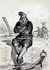 Pêcheur d'Arromanches, gravure de Lalaisse - Reproduction © Norbert Pousseur