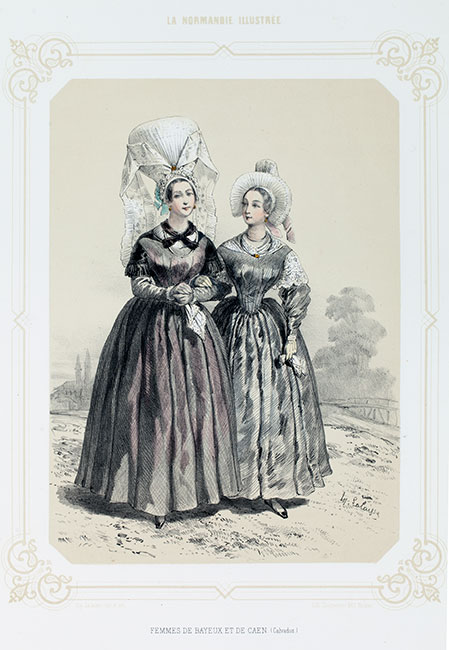 Femmes de Bayeux et Caen, gravure de Lalaisse - Gravure  reproduite puis restaurée par © Norbert Pousseur