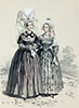 Femmes de Bayeux et Caen, gravure de Lalaisse - Reproduction © Norbert Pousseur