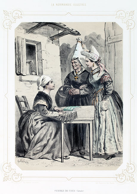 Femmes de Caen, gravure de Lalaisse - Gravure  reproduite puis restaurée par © Norbert Pousseur