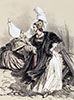 Jeunes filles de Caux et Dieppe  en costume traditionel, gravure de Lalaisse - Reproduction © Norbert Pousseur