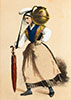 Laitière de Cherbourg en Basse Normandie  en costume traditionel de 1850 - Reproduction © Norbert Pousseur
