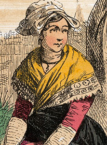 Fichu porté par une  Jeune fille normande de Grandville - Reproduction © Norbert Pousseur