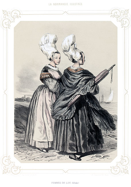 Jeunes filles du Luc en habits traditionnels, gravure de Lalaisse - Gravure  reproduite puis restaurée par © Norbert Pousseur