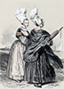 Jeunes filles du Luc en habits traditionnels, gravure de Lalaisse - Reproduction © Norbert Pousseur