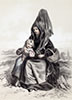 Femme en deuil de Lisieux  en costume traditionel, gravure de Lalaisse - Reproduction © Norbert Pousseur