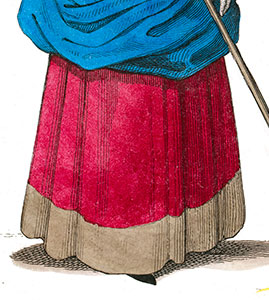 Jupon de paysanne du 14ème siècle, dessin de Léopold Massard - reproduction © Norbert Pousseur
