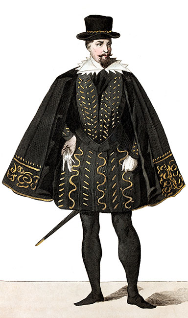 René de Hautefort dans son costume - Gravure reproduite puis restaurée numériquement par © Norbert Pousseur