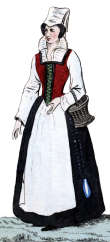 Zoom pour Servante du XVIe si&egrave;cle - Costumes de France - Gravure  reproduite puis restaur&eacute;e par &copy; Norbert Pousseur