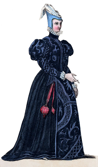 Louise Labé, la Belle cordière, gravure  reproduite puis retouchée par © Norbert Pousseur