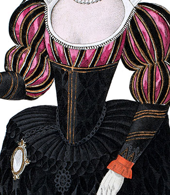 Justaucorps 
port&eacute; par d'une Dame de Cour d'Henri IV - reproduction &copy; Norbert Pousseur