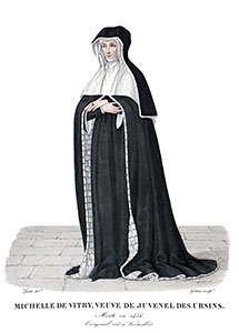 Michelle de Vitry portant une guimpe  - reproduction et restauration numérique par © Norbert Pousseur