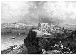 Lisbonne et le Fort Almeida, vers 1840 - gravure reproduite et restaurée par © Norbert Pousseur