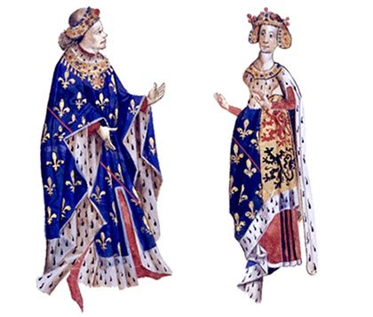 Louis Ier et Marie de Hainaut, de l'Armorial d'Auvergne, source BNF, traitement par Norbert Pousseur