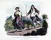Vignette : Couple d'habitnts de l'Ouest de l'île de Madère vers 1820  - gravure reproduite et restaurée par © Norbert Pousseur