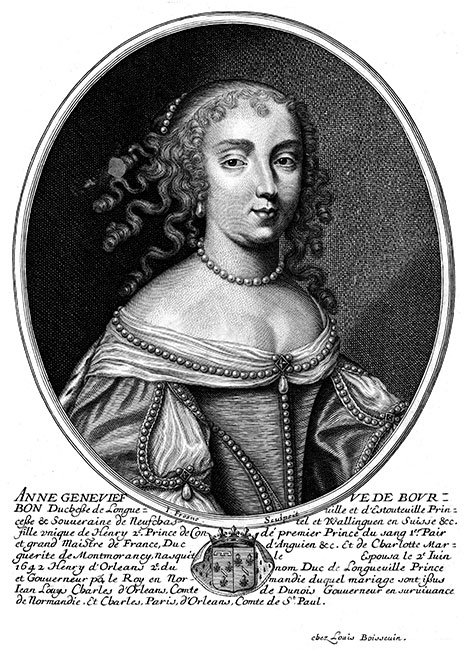 Anne Genevi&egrave;ve de Bourbon - gravure de Daret - Gravure  reproduite puis restaur&eacute;e par &copy; Norbert Pousseur