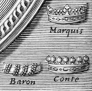 Couronne de marquis, baron, conte - Gravure Pierre Daret - repro © Norbert Pousseur