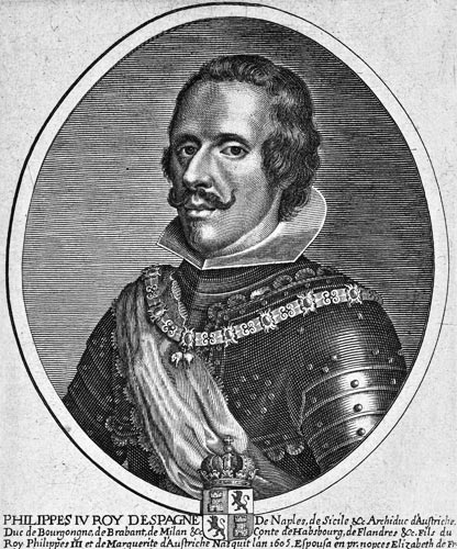 Philippe IV, Roy d'Espagne - gravure de Daret - Gravure  reproduite puis restaurée par © Norbert Pousseur