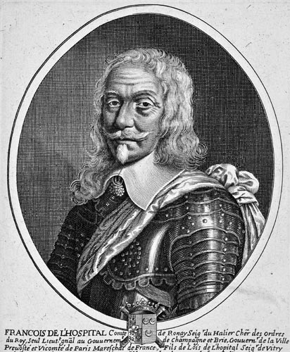 François de l'Hospital - gravure de Daret - Gravure  reproduite puis restaurée par © Norbert Pousseur