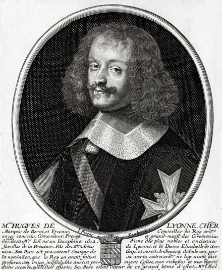 Hugues de Lionne (ou Lyonne) - gravure de Daret - Gravure  reproduite puis restaurée par © Norbert Pousseur