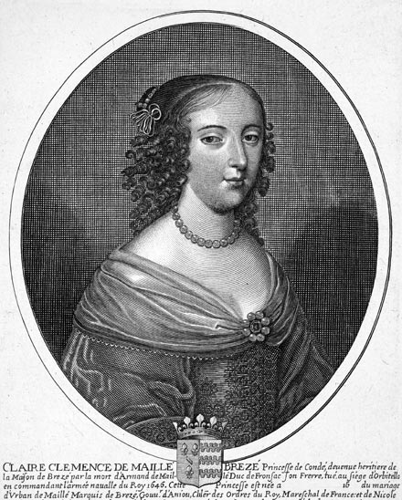 Claire Clémence de Maillé Bréz - gravure de Daret - Gravure  reproduite puis restaurée par © Norbert Pousseur