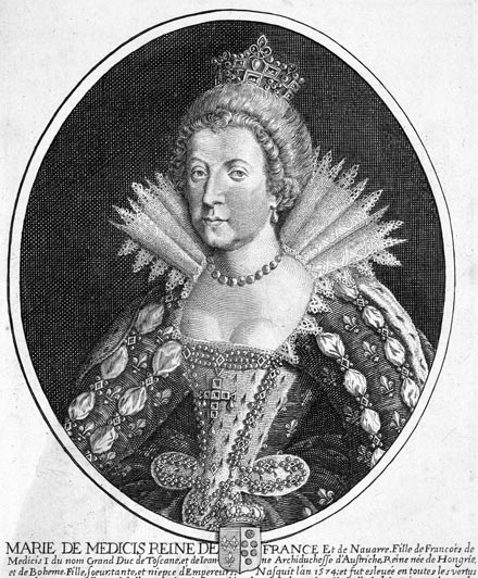 Marie de Médicis - gravure de Daret - Gravure  reproduite puis restaurée par © Norbert Pousseur