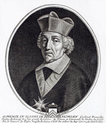 Alphonse du Plessis de Richelieu - gravure de Daret - Gravure  reproduite puis restaurée par © Norbert Pousseur