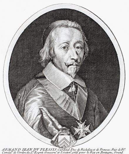 Armand Jean du Plessis de Richelieu - gravure de Daret - Gravure  reproduite puis restaurée par © Norbert Pousseur