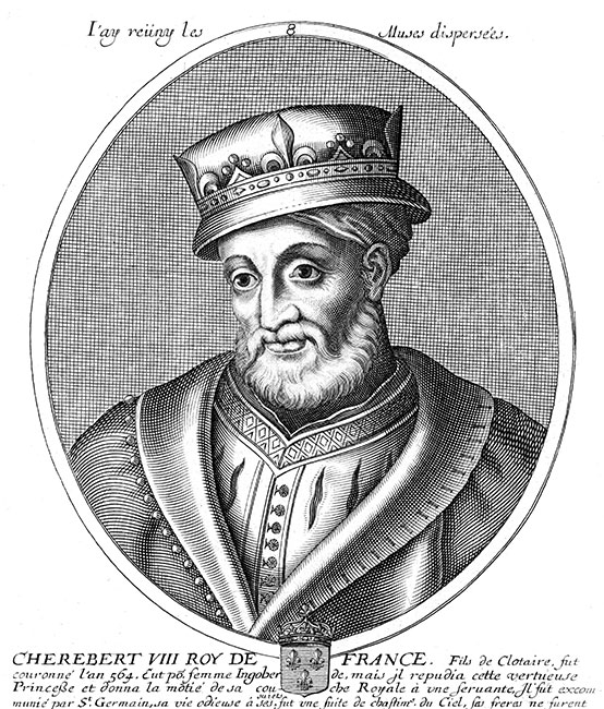 Chérebert, roi de France - gravure de Daret - Gravure  reproduite puis restaurée par © Norbert Pousseur