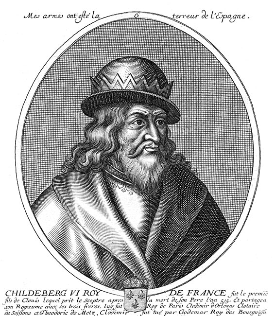 Childebert, roi de France - gravure de Daret - Gravure  reproduite puis restaurée par © Norbert Pousseur