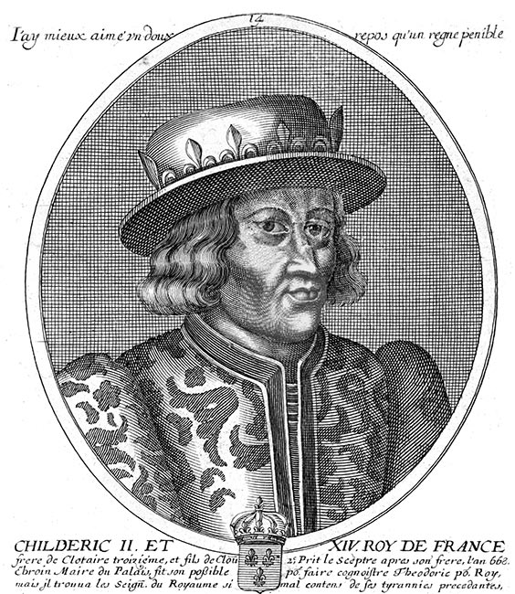Childéric II, roi de France - gravure de Daret - Gravure  reproduite puis restaurée par © Norbert Pousseur
