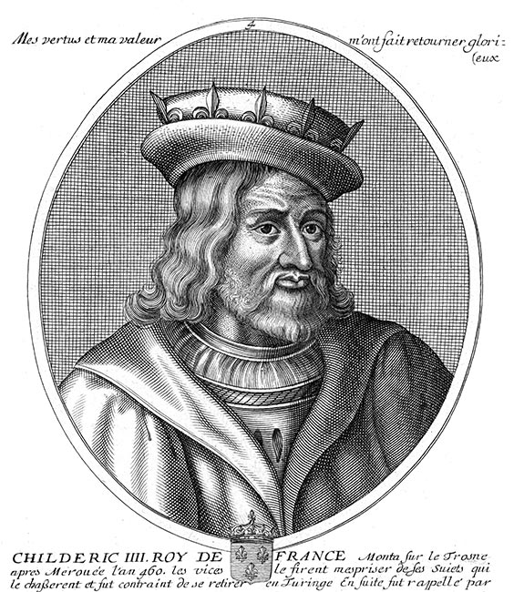 Chidéric, roi de France - gravure de Daret - Gravure  reproduite puis restaurée par © Norbert Pousseur