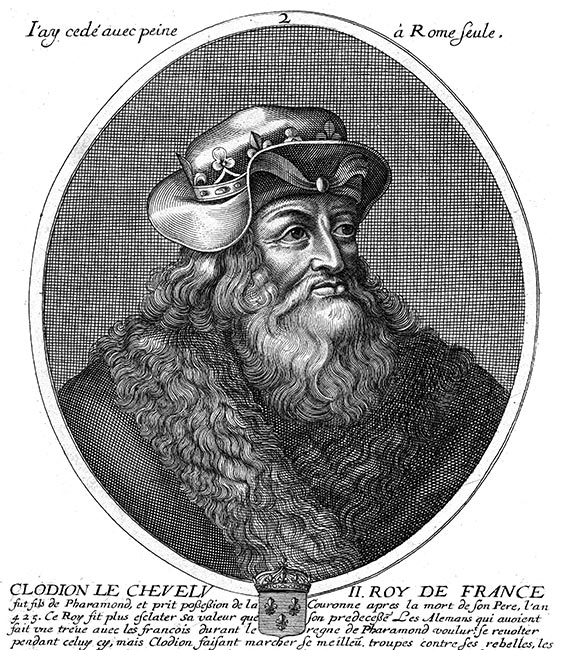 Clodion II roi de France - gravure de Daret - Gravure  reproduite puis restaurée par © Norbert Pousseur