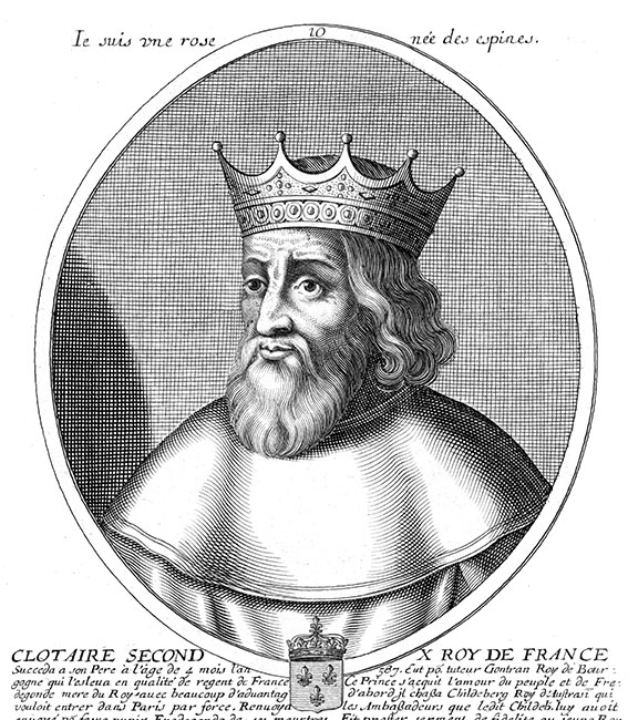 Clotaire II, roi de France - gravure de Daret - Gravure  reproduite puis restaurée par © Norbert Pousseur