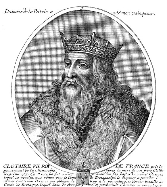 Clotaire, roi de France - gravure de Daret - Gravure  reproduite puis restaurée par © Norbert Pousseur