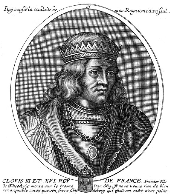 Clovis III, roi de France - gravure de Daret - Gravure  reproduite puis restaurée par © Norbert Pousseur