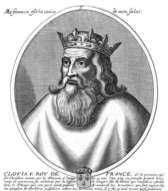 Clovis, roi de France - gravure de Daret - Gravure  reproduite puis restaurée par © Norbert Pousseur