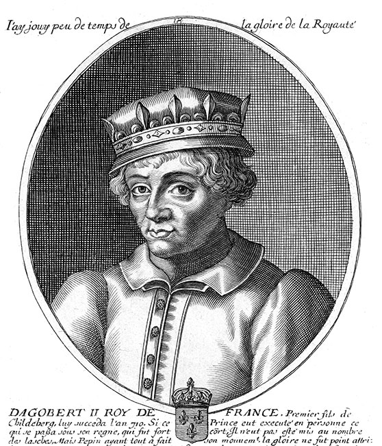 Dagobert III, roi de France - gravure de Daret - Gravure  reproduite puis restaurée par © Norbert Pousseur
