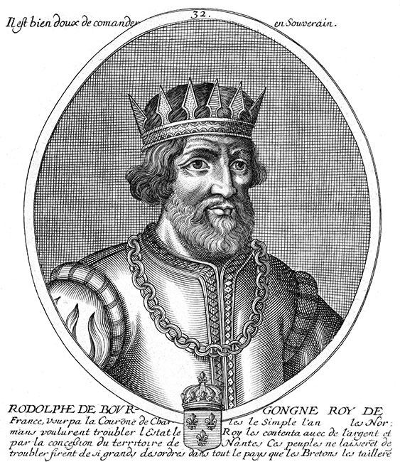 Rodolphe de Bourgogne 32ème roi de France - gravure de Daret - Gravure  reproduite puis restaurée par © Norbert Pousseur