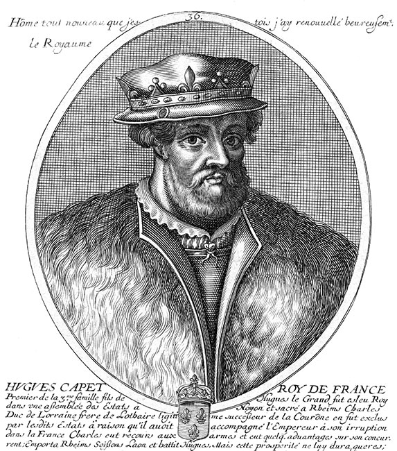 Hugues Capet, 36ème roi de France - gravure de Daret - Gravure  reproduite puis restaurée par © Norbert Pousseur