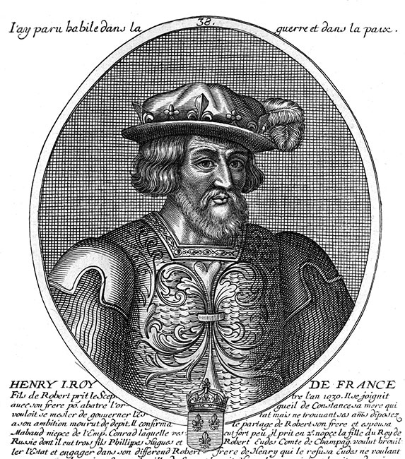 Henry Ier, 38ème roi de France - gravure de Daret - Gravure  reproduite puis restaurée par © Norbert Pousseur