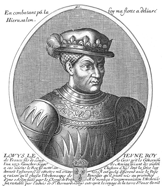 Louis le Jeune, 41ème roi de France - gravure de Daret - Gravure  reproduite puis restaurée par © Norbert Pousseur