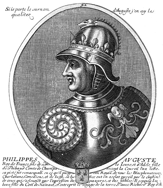 Philippe Auguste, 42ème roi de France - gravure de Daret - Gravure  reproduite puis restaurée par © Norbert Pousseur