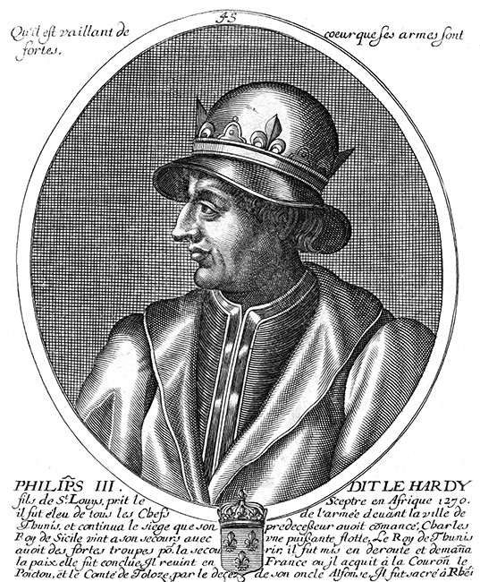 Philippe III, 45ème roi de France - gravure de Daret - Gravure  reproduite puis restaurée par © Norbert Pousseur