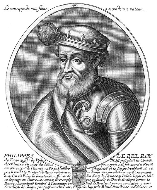 Philippe le Bel, 46ème roi de France - gravure de Daret - Gravure  reproduite puis restaurée par © Norbert Pousseur