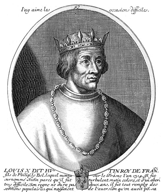 Louis X, 47ème roi de France - gravure de Daret - Gravure  reproduite puis restaurée par © Norbert Pousseur