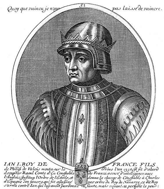 Jean II le Bon, 51ème roi de France - gravure de Daret - Gravure  reproduite puis restaurée par © Norbert Pousseur
